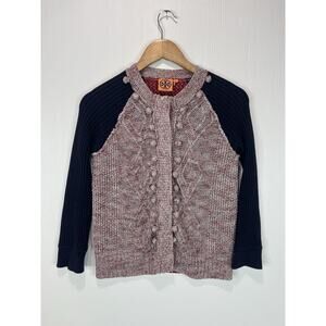 Tory Burch Women’s Brushed Cable Knit Button Snap Cardigan Sweater Size M